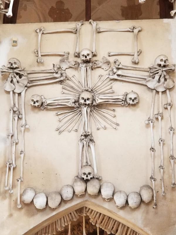 bone art Sedlec Ossuary Kutna Hora Czech Republic Czechia 